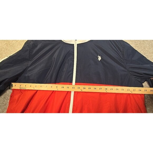 U.S. Polo Assn USPA Polar Fleece Jacket Color Block Windbreaker Hooded Men's XL - Picture 5 of 13